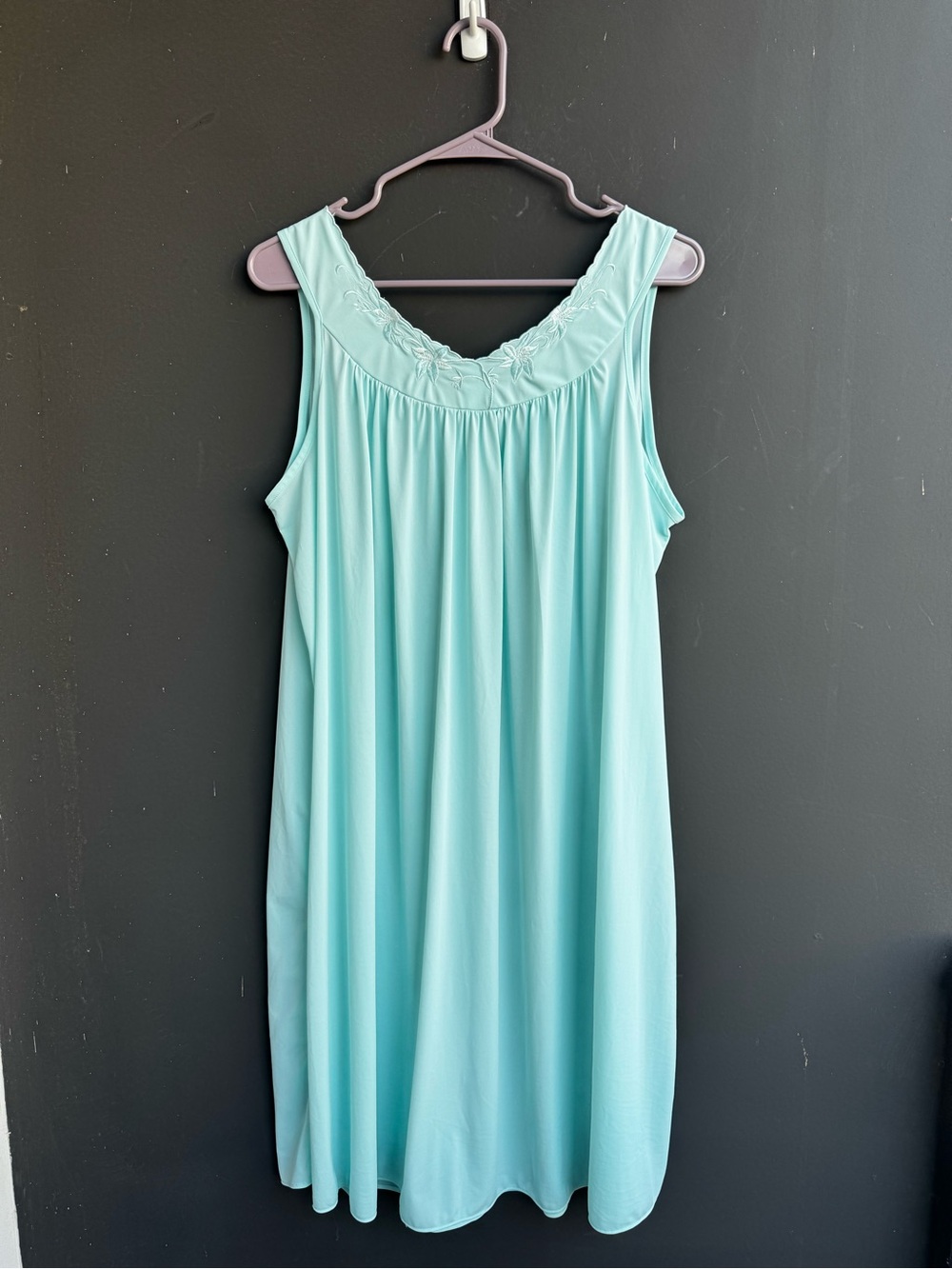 Miss Elaine light aqua or seafoam green sleeveless nightgown